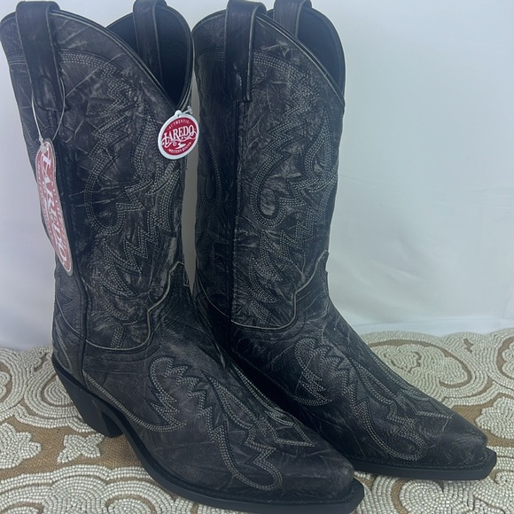 Laredo Black Sanded Western Boots - Picture 2 of 15